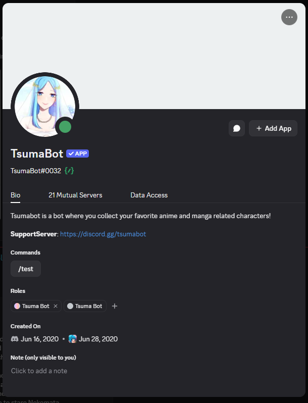 The Tsuma Bot Discord profile